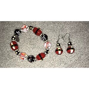 NEW Kate & Macy Glass Beaded Stretch Christmas Bracelet With Matching Earrings